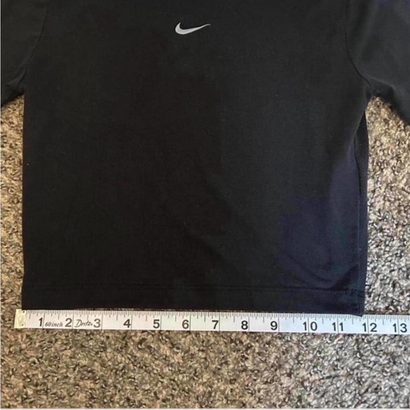 Nike Women's Black Crop Top with White Logo - Picture 3 of 5